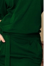 Zielona Nowoczesna Prosta Sukienka z Szerokim Dekoltem 
