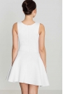 Biała Efektowna Rozkloszowana Sukienka z Transparentną Wstawką