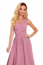 Maxi Sukienka z Wiązanym wycięciem na Plecach - Różowa