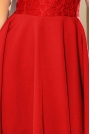 Sukienka Elegancka Rozkloszowana z Koronką - Czerwona