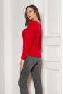 Sweter z Dekoltem w Szpic - Czerwony