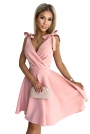 Sukienka z Kopertowym Dekoltem Wiązana na Ramionach - Różowa