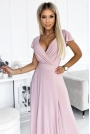 Wieczorowa Sukienka Maxi z Połyskiem - Różowa