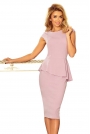 Elegancka Ołówkowa Sukienka Midi z Asymetryczną Baskinką - Różowa