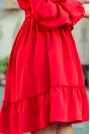 Czerwona Zwiewna Kobieca Sukienka z Falbankami
