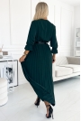 Elegancka Długa Sukienka z Plisowanym Dołem - Zielona