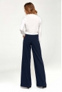 Granatowe Eleganckie Spodnie Typu Plazzo