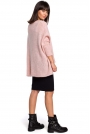Różowy Asymetryczny Oversizowy Sweter z Kieszonką