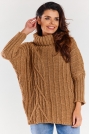 Sweter Oversize z Golfem - Karmelowy