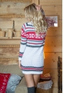 Biała Swetrowa Sukienka z Golfem w Skandynawski Wzór