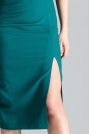 Zielona Dopasowana Sukienka Midi z Falbankami na Ramionach