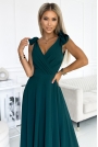 Maxi Sukienka z Wiązaniem na Ramionach - Butelkowa zieleń