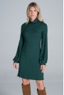 Dzianinowa Sukienka z Golfem - Zielona
