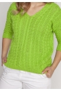 Delikatny Sweterek Zdobiony Warkoczami - Zielony