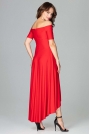 Czerwona Długa Asymetryczna Sukienka z Odkrytymi Ramionami