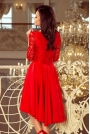 Wieczorowa Asymetryczna Sukienka z Koronką - Czerwona