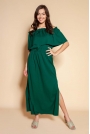 Długa Sukienka z Hiszpańskim Dekoltem - Zielona