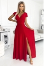 Wieczorowa Sukienka Maxi z Połyskiem - Czerwona