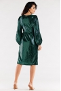 Sukienka Kopertowa z Mieniącej Tkaniny - Zielona