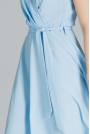 Niebieska Asymetryczna Sukienka z Kopertowym Dekoltem