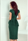 Elegancka Ołówkowa Sukienka Midi z Asymetryczną Baskinką - Zielona