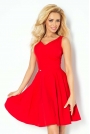Czerwona Sukienka Elegancka Rozkloszowana na Szerokich Ramiączkach