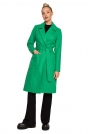 Klasyczny Płaszcz bez Zapięcia z Paskiem - Zielony